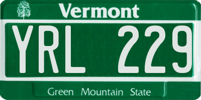 VT license plate YRL229