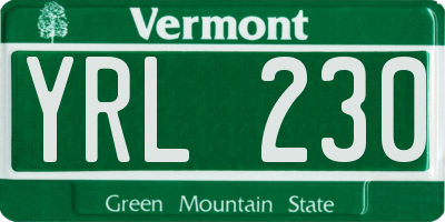 VT license plate YRL230