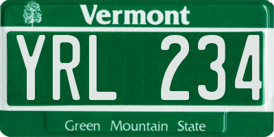VT license plate YRL234