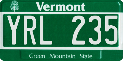 VT license plate YRL235