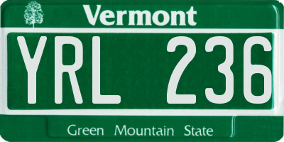 VT license plate YRL236