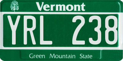 VT license plate YRL238