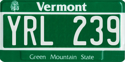 VT license plate YRL239