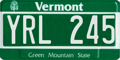 VT license plate YRL245