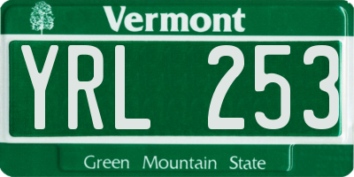 VT license plate YRL253
