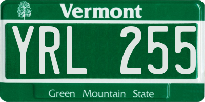 VT license plate YRL255