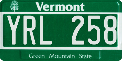 VT license plate YRL258