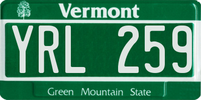 VT license plate YRL259