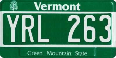 VT license plate YRL263
