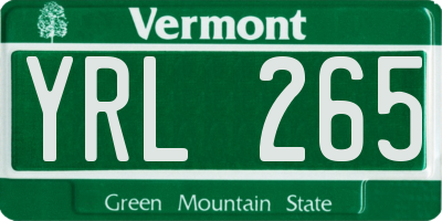 VT license plate YRL265