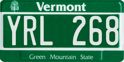VT license plate YRL268