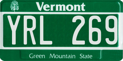 VT license plate YRL269
