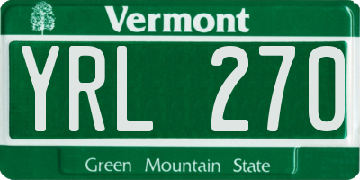 VT license plate YRL270