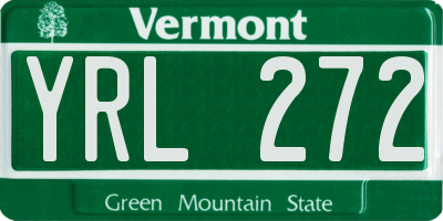 VT license plate YRL272