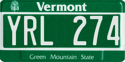 VT license plate YRL274