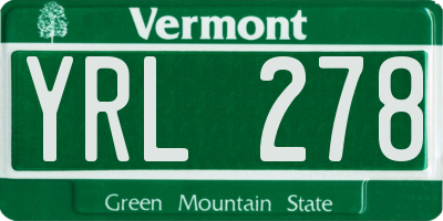 VT license plate YRL278