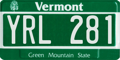 VT license plate YRL281