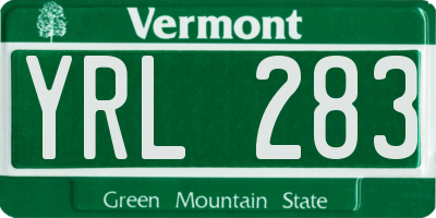 VT license plate YRL283