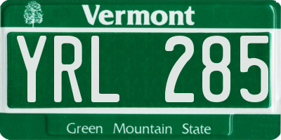 VT license plate YRL285