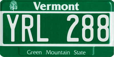 VT license plate YRL288