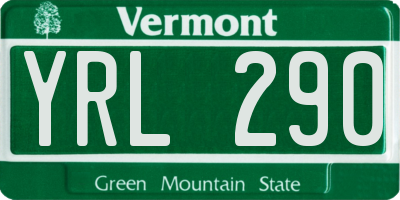 VT license plate YRL290