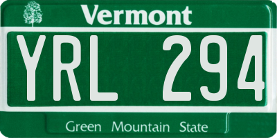 VT license plate YRL294