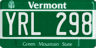 VT license plate YRL298