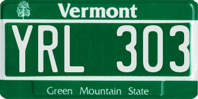 VT license plate YRL303