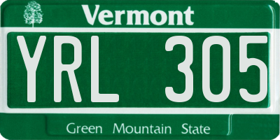 VT license plate YRL305