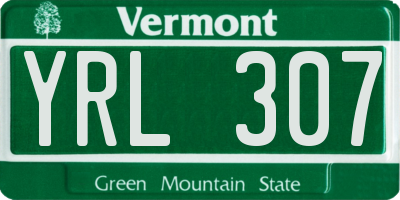 VT license plate YRL307