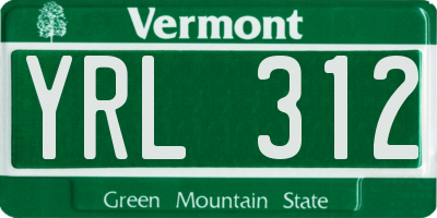 VT license plate YRL312