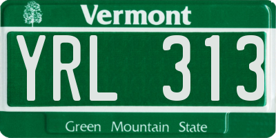 VT license plate YRL313