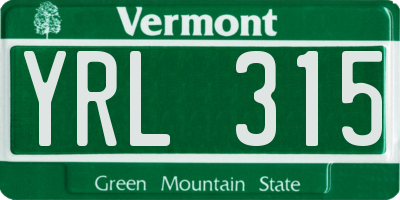 VT license plate YRL315