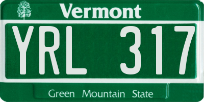 VT license plate YRL317