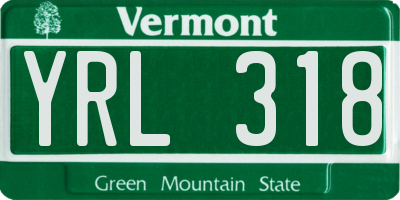 VT license plate YRL318