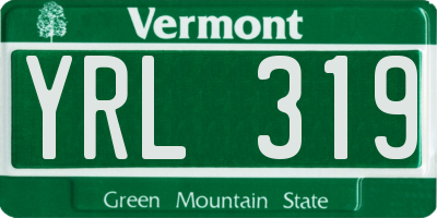 VT license plate YRL319