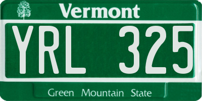 VT license plate YRL325