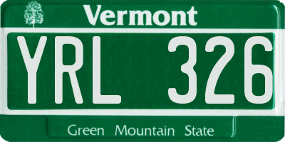 VT license plate YRL326