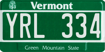 VT license plate YRL334