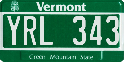 VT license plate YRL343