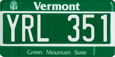 VT license plate YRL351