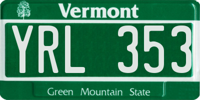 VT license plate YRL353