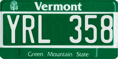 VT license plate YRL358
