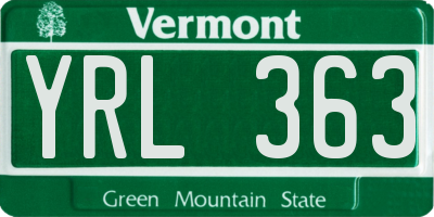 VT license plate YRL363