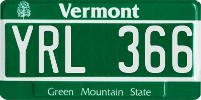 VT license plate YRL366