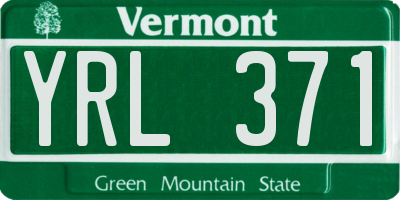 VT license plate YRL371