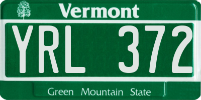VT license plate YRL372