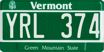 VT license plate YRL374