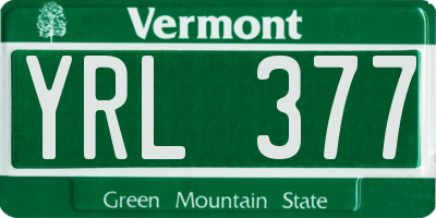 VT license plate YRL377