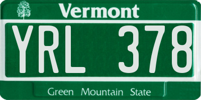 VT license plate YRL378